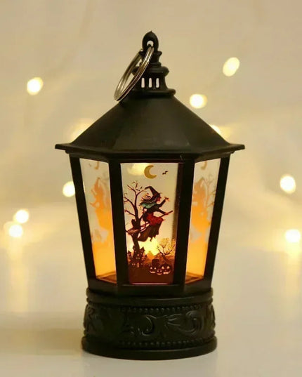 Mystical Halloween LED Lanterns Witch Castle Ghost Pumpkin Decor with Dangling Candle Lights Perfect Gift