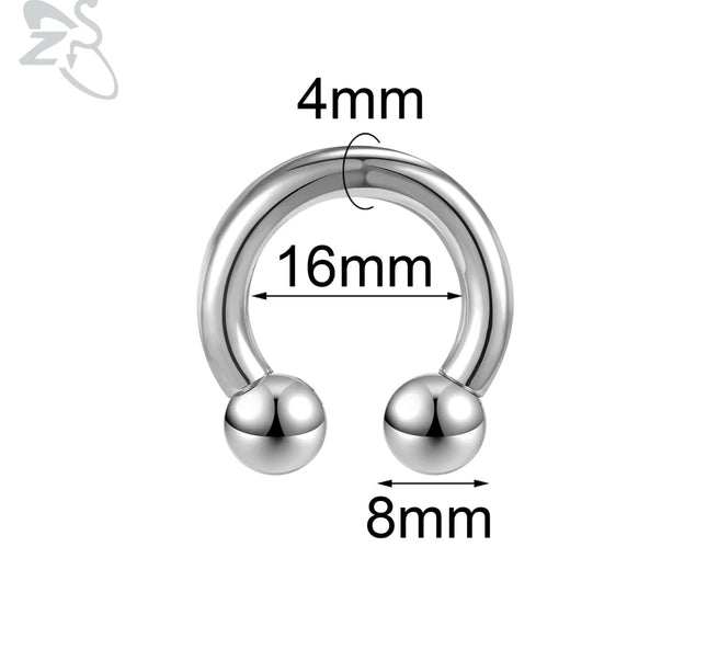 ZS 1 Piece 2/4/6/8G Stainless Steel Horseshoe Nose Ring Men Internal Threaded Large Gauge Piercings Ear Expander Septum Piercing