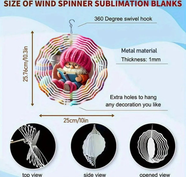 1PC Easter Gnome Reading Wind Chime | 2D Kinetic Metal Art with Pine Cones for Wall| Whimsical Halloween & Christmas Gift