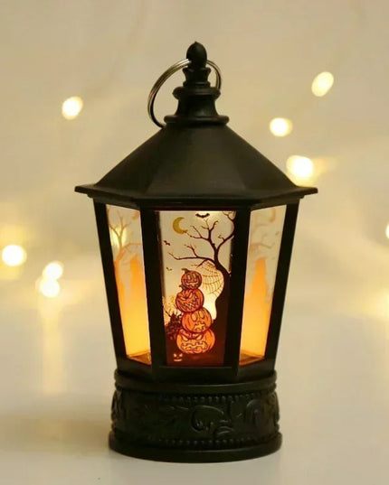 Mystical Halloween LED Lanterns Witch Castle Ghost Pumpkin Decor with Dangling Candle Lights Perfect Gift