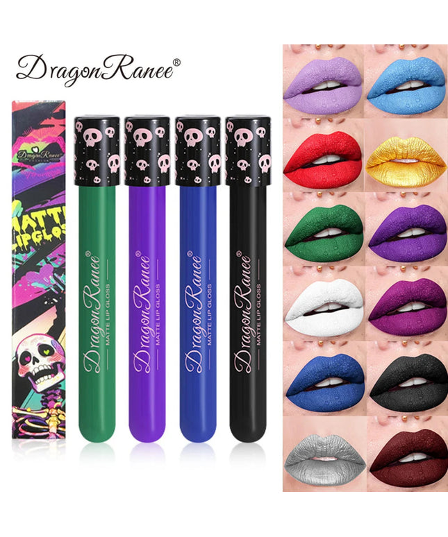 12 Color Halloween Lip Gloss Makeup Black Green Purple Lipstick Christmas Tint Moisturizer Waterproof Matte Lipstick Lip Pigment