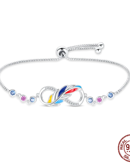 Original Authentic plata de ley 925 Infinity Adjustable Bracelet For Women Hot Symphony Lucky Feather Bracelet For Gift