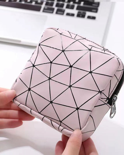 Sanitary Napkin Storage Bag,Leather Waterproof Feminine Period Bag with Zipper for Teen Girls Women,Small Makeup Pouch,Wallet