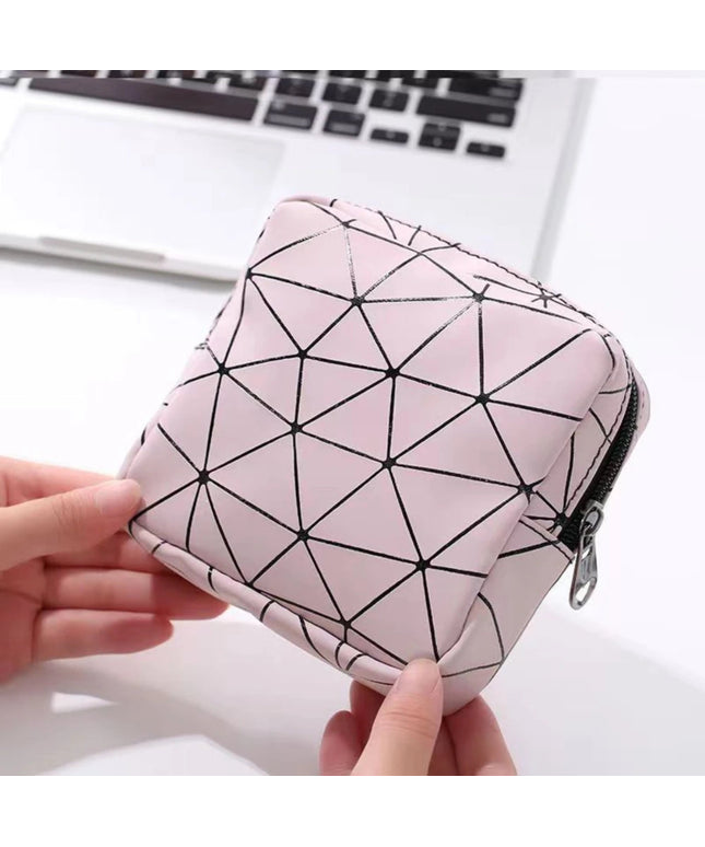 Sanitary Napkin Storage Bag,Leather Waterproof Feminine Period Bag with Zipper for Teen Girls Women,Small Makeup Pouch,Wallet
