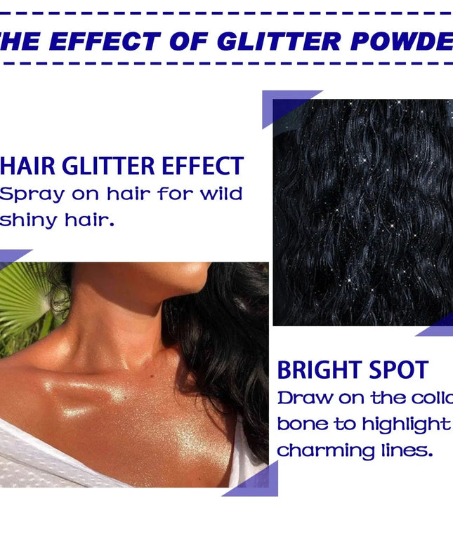 Shiny Body Glitter Spray Hair Clothes Highlighter Powder Waterproof Long Lasting Holographic Powder for Halloween Festival Party