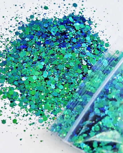 50G/Bag Holographic Mixed Hexagon Shape Chunky Nail Glitter Sequins Sparkly Flakes Slices Manicure Body/Eye/Face Glitter TCF2335