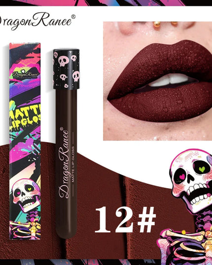 12 Color Halloween Lip Gloss Makeup Black Green Purple Lipstick Christmas Tint Moisturizer Waterproof Matte Lipstick Lip Pigment