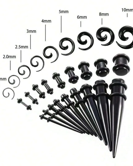 36pcs-54pcs 14G-00G Acrylic Ear Plugs and Tunnels Ear Gauges Stretching Kits Ear Dilations Piercing Body Jewelry