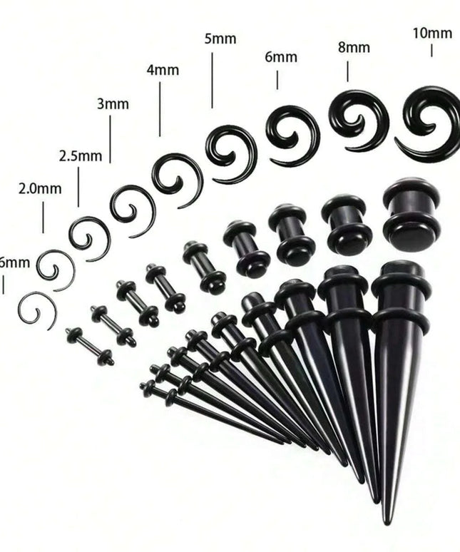 36pcs-54pcs 14G-00G Acrylic Ear Plugs and Tunnels Ear Gauges Stretching Kits Ear Dilations Piercing Body Jewelry