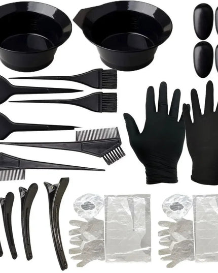 5/22Pcs Set Home Salon Hair Dyeing Brush Hair Dyeing Cream Bowl Coloring Brush Comb Earcap Clips Dyeing Cape Kits Hair Tint Tool