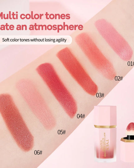 TVLV 4 Colour Matte Liquid BlushEasy to apply long lasting waterproof blush sponge brush head