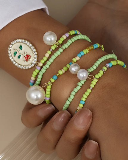 Aihua Cute Girls Purple Butterfly Seed Beaded Bracelet Set Handmade Kids Teen Friendship Best Friends Gifts Jewelry Sets
