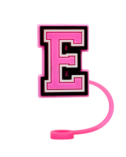 10mm Pink Letter Straw Cover Caps 1PCS Accessories For Cups,Soft Silicone Alphabet Straw Topper Drinkware,Dustproof Straw Caps