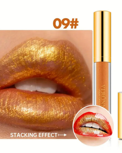 10-Shade Diamond Shine Lip Gloss High Pigment, Non Stick Cup SmudgeProof Long-Lasting for All Skin Types Glitter Liquid Lipstick