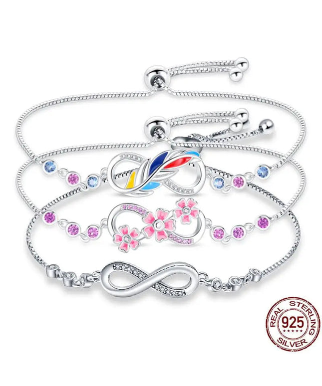 Original Authentic plata de ley 925 Infinity Adjustable Bracelet For Women Hot Symphony Lucky Feather Bracelet For Gift