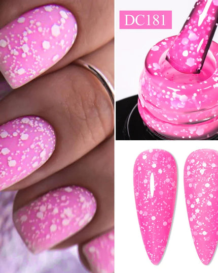 7ml Snowflake Gel Nail Polish UV LED Semi Permanent Milky White Pink Glitter Snow Sequins Gel Nails Art Design Varnish Manicure
