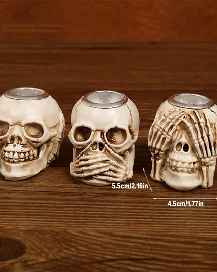 Halloween Skull Candle Holder Spooky Tealight Cup Gothic Decor Resin Candlestick Crafts for Party Halloween Decoration