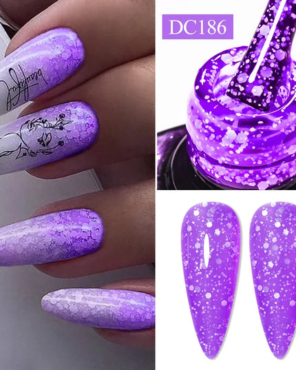 7ml Snowflake Gel Nail Polish UV LED Semi Permanent Milky White Pink Glitter Snow Sequins Gel Nails Art Design Varnish Manicure