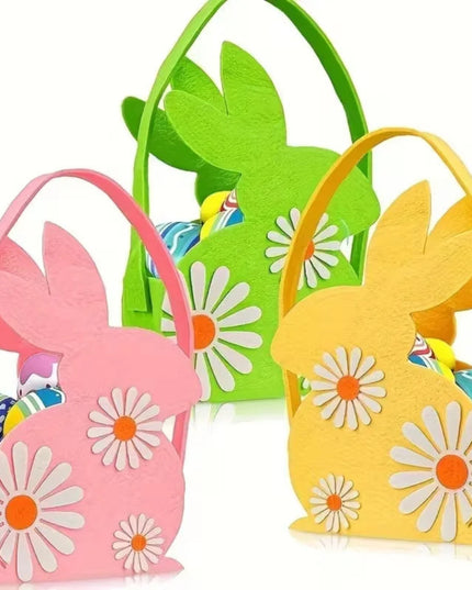 Easter Bunny Basket Kids Candy Tote Bag Soft Felt Gift Storage Basket 2026 Easter Party Decoration Egg Hunt Game Props