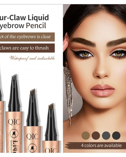 4 Splitted Head Eyebrow Pencil Long-lasting Waterproof High Pigmented Easy Applying Liquid Eyebrow Pencil Natural Looking Brows