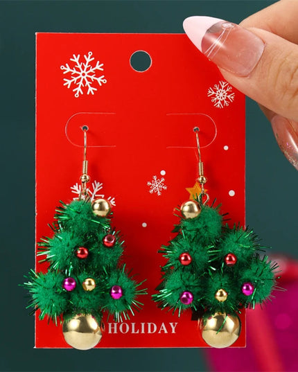 Christmas Drop Earrings For Women Shiny Rhinestone Santa Claus Xmas Tree Snowman Elk Snowflake Long Tassel Dangle Earring Gifts