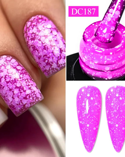7ml Snowflake Gel Nail Polish UV LED Semi Permanent Milky White Pink Glitter Snow Sequins Gel Nails Art Design Varnish Manicure
