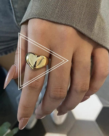Stainless Steel Simple Smooth Metal Heart Ring for Women Men Y2K Trendy Ring Korean Elegant Party Jewelry Couple Gifts