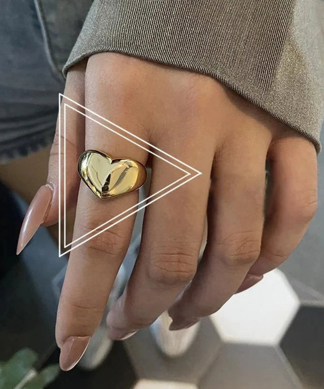 Stainless Steel Simple Smooth Metal Heart Ring for Women Men Y2K Trendy Ring Korean Elegant Party Jewelry Couple Gifts