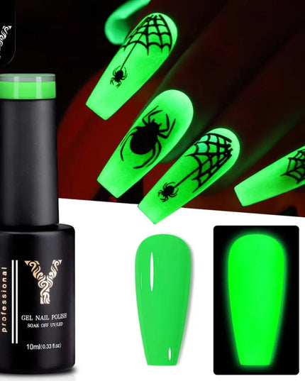 YOKEFELLOW Glow in the Dark Gel Nail Polish 10ML Orange Fluorescent Neon Luminous Gel Polish Nail Art for Halloween Women Girls