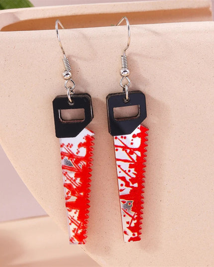Punk Halloween Bloody Knife Drop Earrings Dagger Scissors Saw Dangle Hooks Earrings for Women Girls Night Party Jewelry Gifts