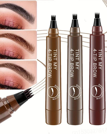 4 Point Eyebrow Pencil 4 Prong Tip Eyebrow Pen 4 Fork Eyebrow Pencil Waterproof Liquid Eyebrow Pencil Long Lasting Like Real
