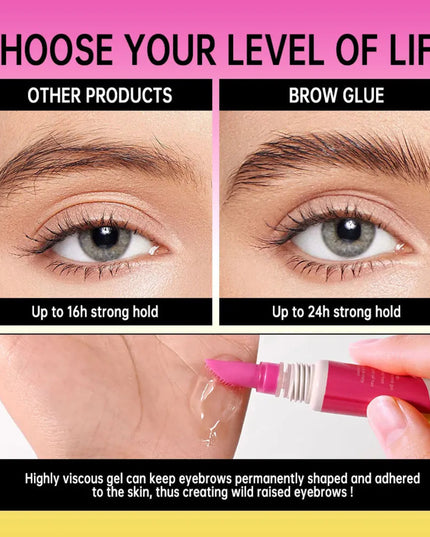 Brow Lamination Gel With Comb Super Lift Brow Glue Long Lasting Strong Hold Clear Gel For Defined Eyebrow Makeup