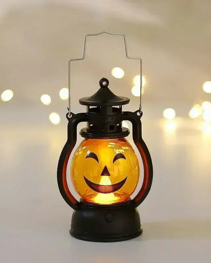 Mystical Halloween LED Lanterns Witch Castle Ghost Pumpkin Decor with Dangling Candle Lights Perfect Gift