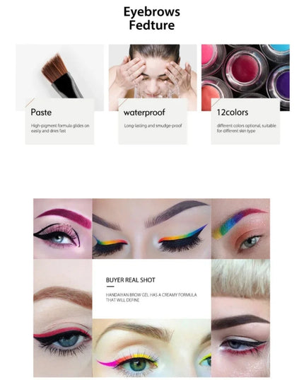 HANDAIYAN Colorful Eyebrow Cream Gel High Pigment Brows Tint Waterproof Long lasting Eye Brow Dye With Brushes Decorate Cosmetic