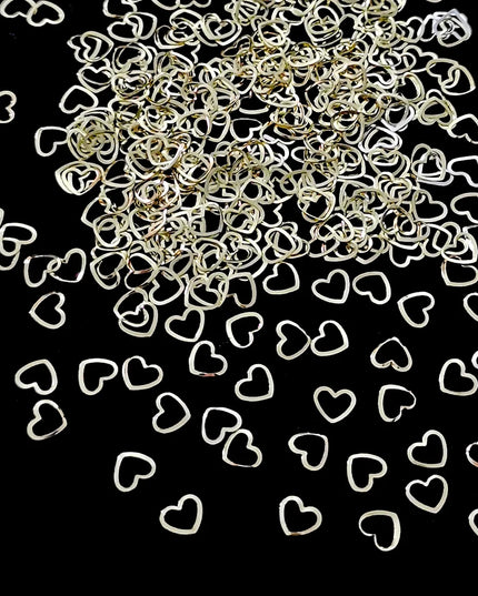 100pcs Shimmering Gold Heart Nail Studs Silver Nail Art Charms Star Metal Nail Decals DIY 3D Nail Decorations for Women & Girls