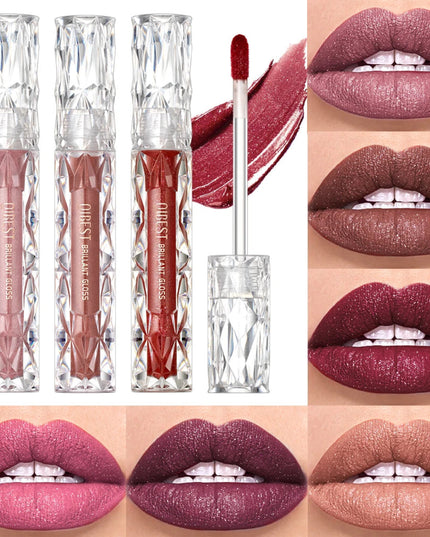QIBEST Waterproof Diamond Shimmer Glitter Lipgloss Matte Liquid Lipstick Shiny Pearl Lip Glaze Long Lasting LipTint Women Makeup