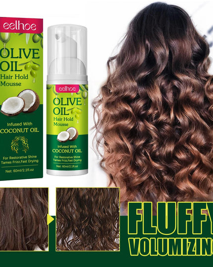 Olive Oil Hair Hold Mousse Anti Frizz Lasting Nourishing Natural Hair Wave Curl Fluffy Hairspray Hair Hold Spray for Hairstyle