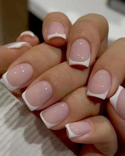 24 Square Short Fake Nails +1 Nail File +1 Piece of Jelly Glue