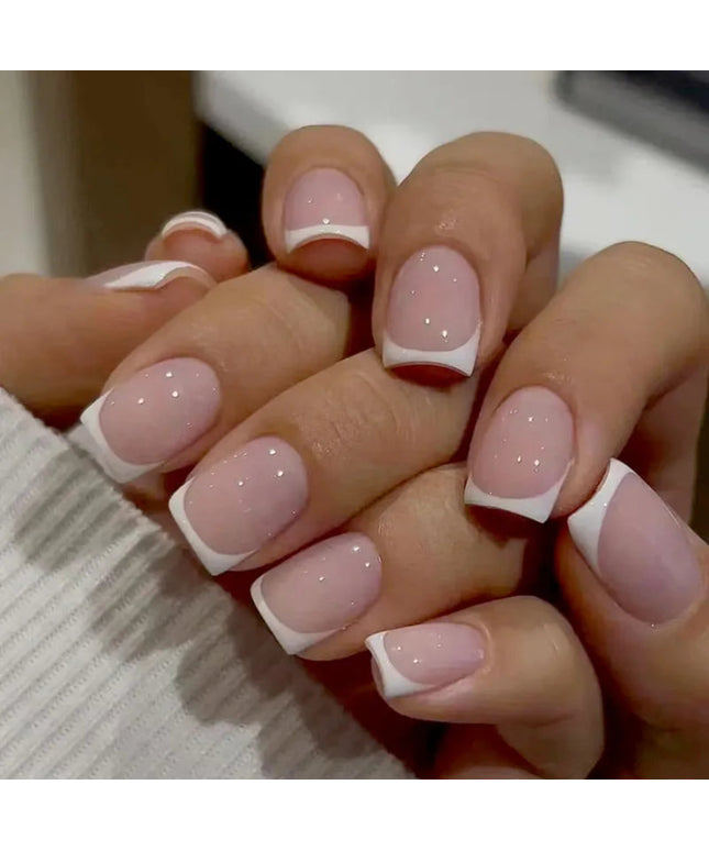 24 Square Short Fake Nails +1 Nail File +1 Piece of Jelly Glue