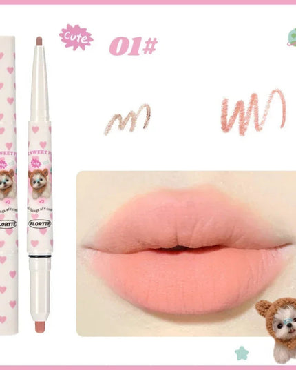FLORTTE Lip liner Pencil Natural Matte Lip Liner Cute Animals Lipstick Pen Lasting Lipliners Korean Cosmetic  Kawaii Make Up