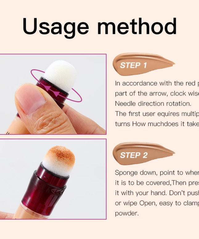 USHAS 12 Color Liquid Concealer Moisturizing Rotating Sponge Head Concealer Long Lasting Lightweight Multi-use Foundation Makeup