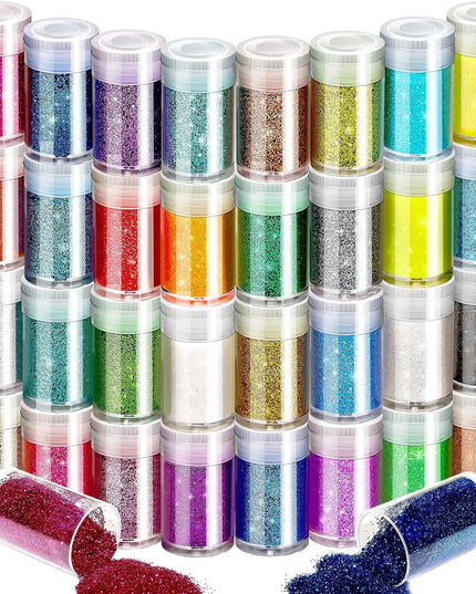 32 Bottles Holographic Glitter, Style Reflective Body Glitter for Eyes Face Cheek Hair Nails Lips, Festival Cosmetic Glitter Spa