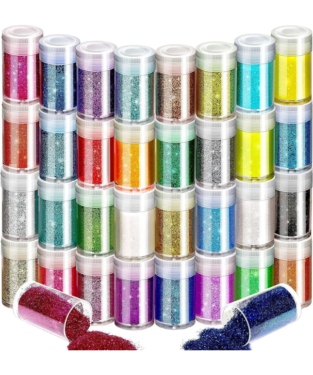 32 Bottles Holographic Glitter, Style Reflective Body Glitter for Eyes Face Cheek Hair Nails Lips, Festival Cosmetic Glitter Spa