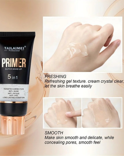 Waterproof Base Transparent Gel Makeup Primer - Full Coverage Matte Foundation With Color Retention, Natural Avocado And Rose Ex