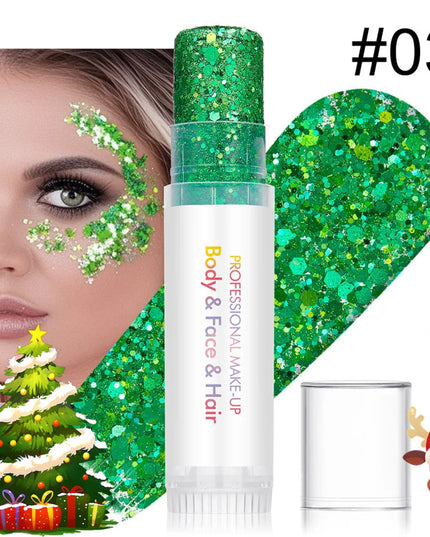 Body and facial glitter with long-lasting shine, suitable for holiday and Christmas party makeup