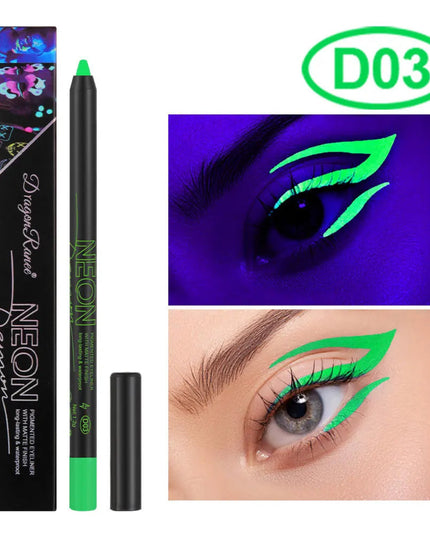 Fluorescence Blue Eyeliner Gel Waterproof Luminous UV Light Neon Eyeliner Pen Yellow Green Pink Color Eye Shadow Cream Make Up