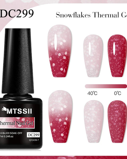 7ml Snowflake Gel Nail Polish UV LED Semi Permanent Milky White Pink Glitter Snow Sequins Gel Nails Art Design Varnish Manicure