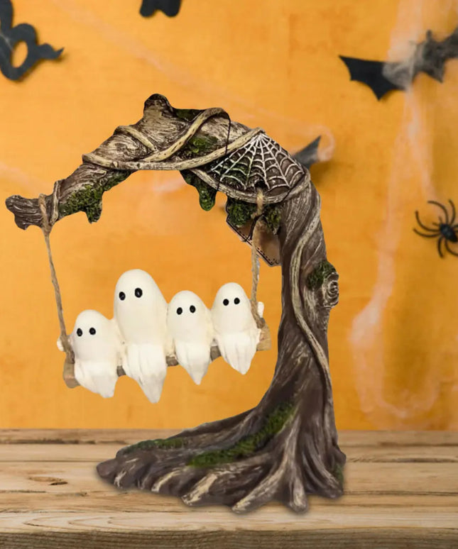 Halloween White Ghost Sculptures Spooky Ghosts Decor White Ghost Swing Decorations for Tabletop Centerpiece