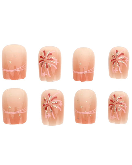 Woman Glittering Press On Nails Short Ballerina Blush False Nails Reusable Nail Tips for Women and Girl Nail Salon at Home