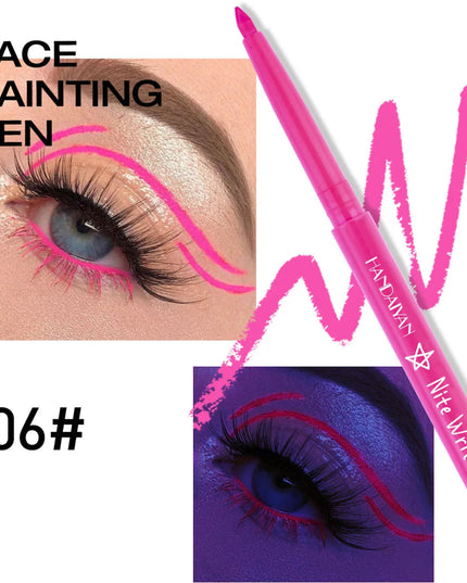 Fluorescent UV Light Neon Eyeliner Pen Waterproof Yellow Purple Orange Color Gel Eye Liner Pencil Eyes Make Up Cosmetics Tool